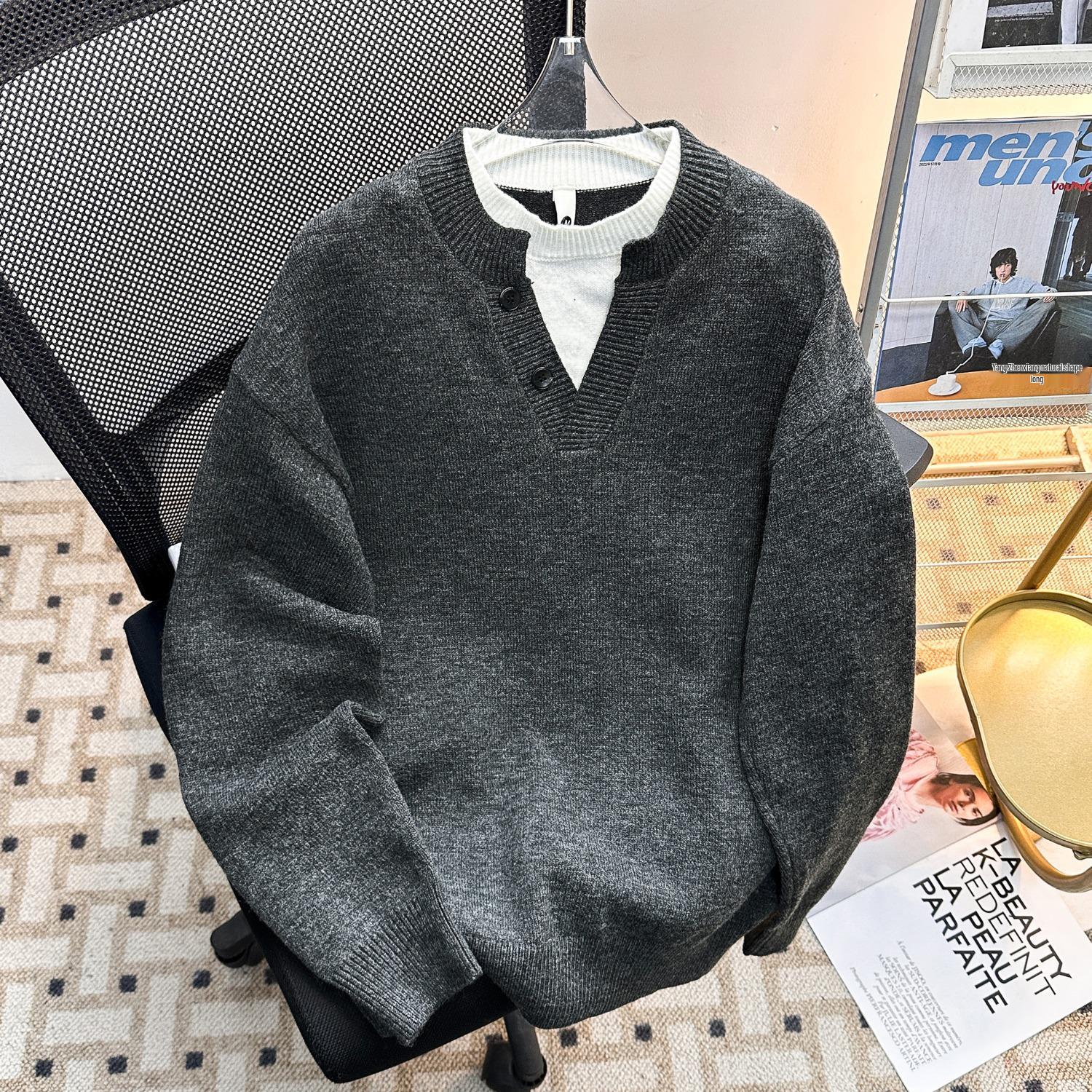 Men s Color Block V-Neck Henley Sweater - Old Money Style for Fall/Winter XL сірий колір
Men s Color Block V-Neck Henley Sweater - Old Money Style for Fall/Winter XL сірий колір