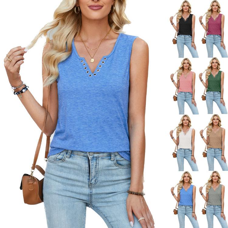 2024 Summer Women s Vest T-shirt V-neck Buttonhole Solid Color Patchwork Loose Vest Top Women Soft Comfy Tees Women s Clothing L синій
2024 Summer Women s Vest T-shirt V-neck Buttonhole Solid Color Patchwork Loose Vest Top Women Soft Comfy Tees Women s Clothing L синій