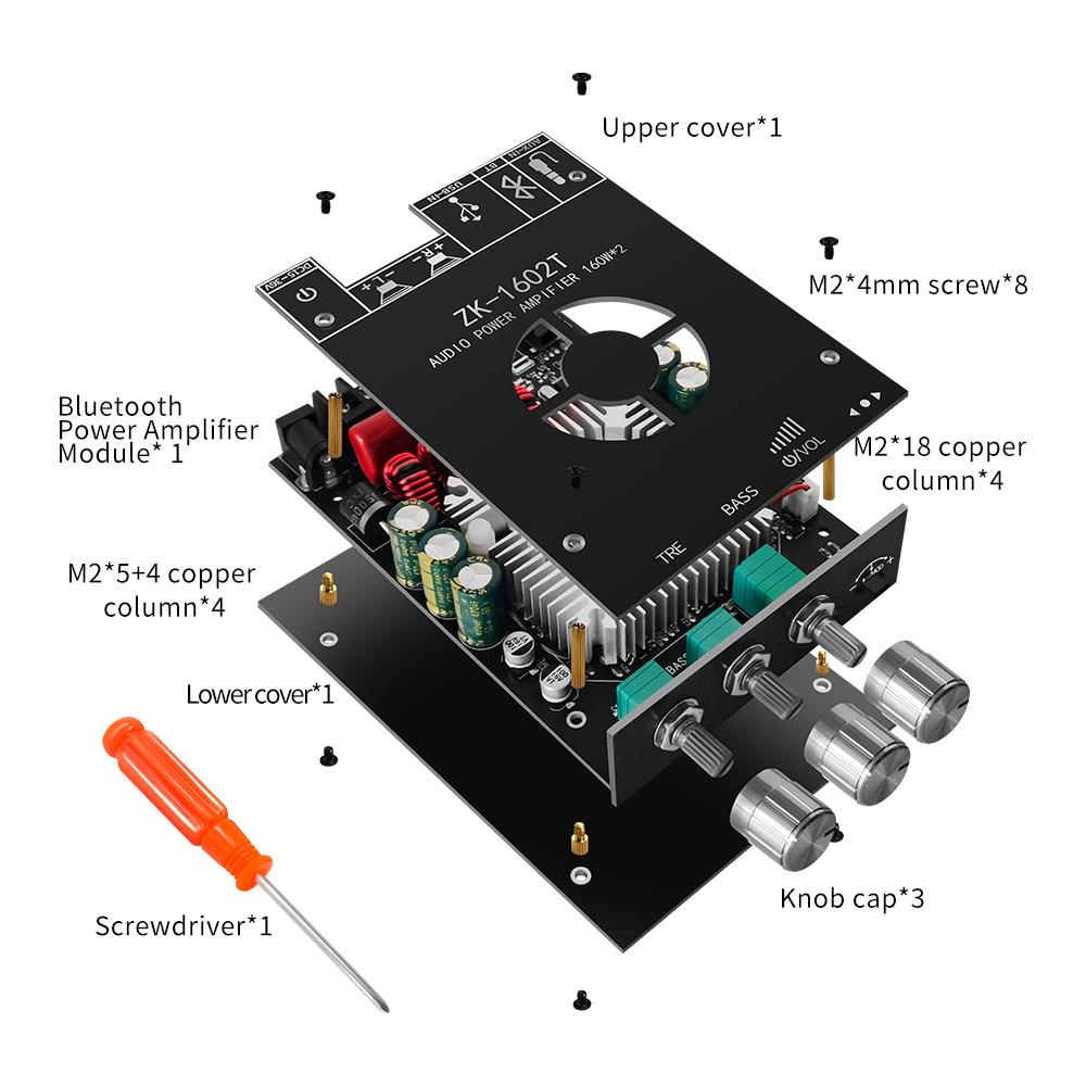 ZK-1602T Bluetooth 5.0 Плата підсилювача сабвуфера 2.0 каналу Висока потужність 160 Вт+160 Вт TDA7498E USB аудіо Стерео Високі та низькі частоти аудіо
ZK-1602T Bluetooth 5.0 Плата підсилювача сабвуфера 2.0 каналу Висока потужність 160 Вт+160 Вт TDA7498E USB аудіо Стерео Високі та низькі частоти аудіо