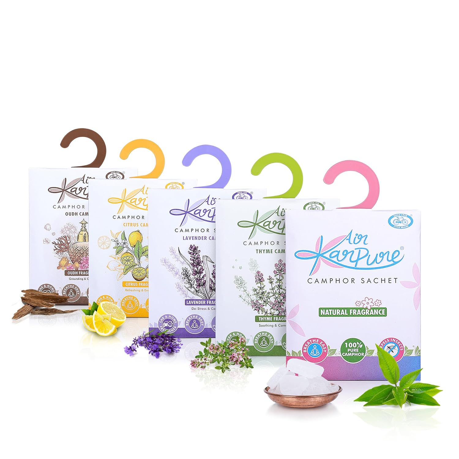 Cycle Pure Karpure Camphor Sachet Pack of 5 Air Freshener for Home Office Car Wardrobe Bathroom Oudh Citrus Lavender Thyme Original
Cycle Pure Karpure Camphor Sachet Pack of 5 Air Freshener for Home Office Car Wardrobe Bathroom Oudh Citrus Lavender Thyme Original