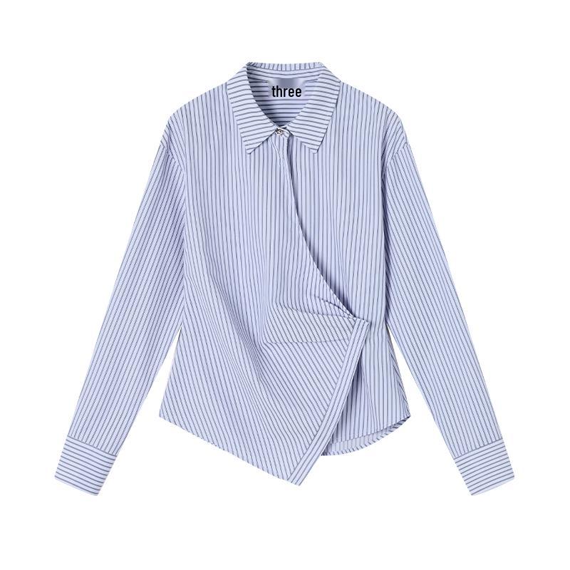 Xiangying Women s Blue Striped Waist-Cinching Long-Sleeve Shirt M
Xiangying Women s Blue Striped Waist-Cinching Long-Sleeve Shirt M