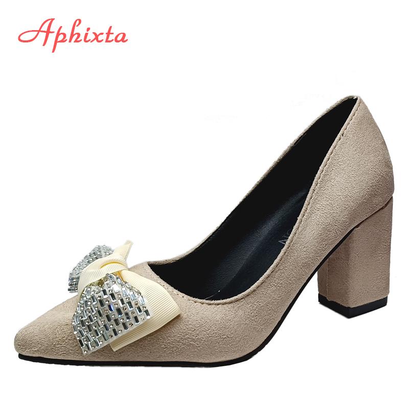 Aphixta Fashion Bling Crystal Bow 7cm Heels Pumps Women Butterfly-knot Pointed Toe Flock Suede Shoes Super Big Size 35-53 35
Aphixta Fashion Bling Crystal Bow 7cm Heels Pumps Women Butterfly-knot Pointed Toe Flock Suede Shoes Super Big Size 35-53 35