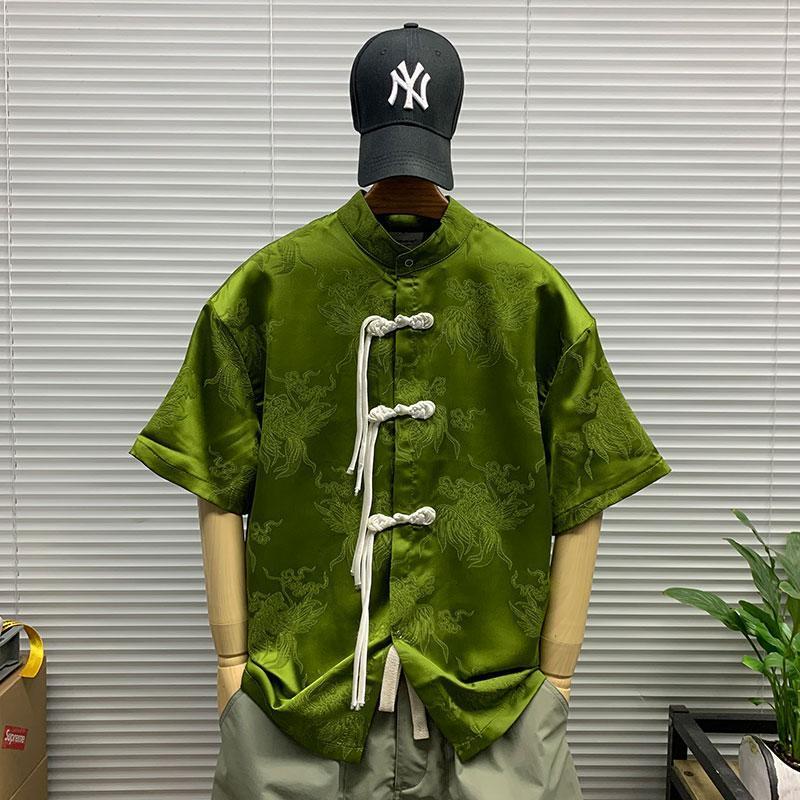 Button down Stand Collar Short-sleeved Shirt Men s Retro Loose Top S зелений
Button down Stand Collar Short-sleeved Shirt Men s Retro Loose Top S зелений