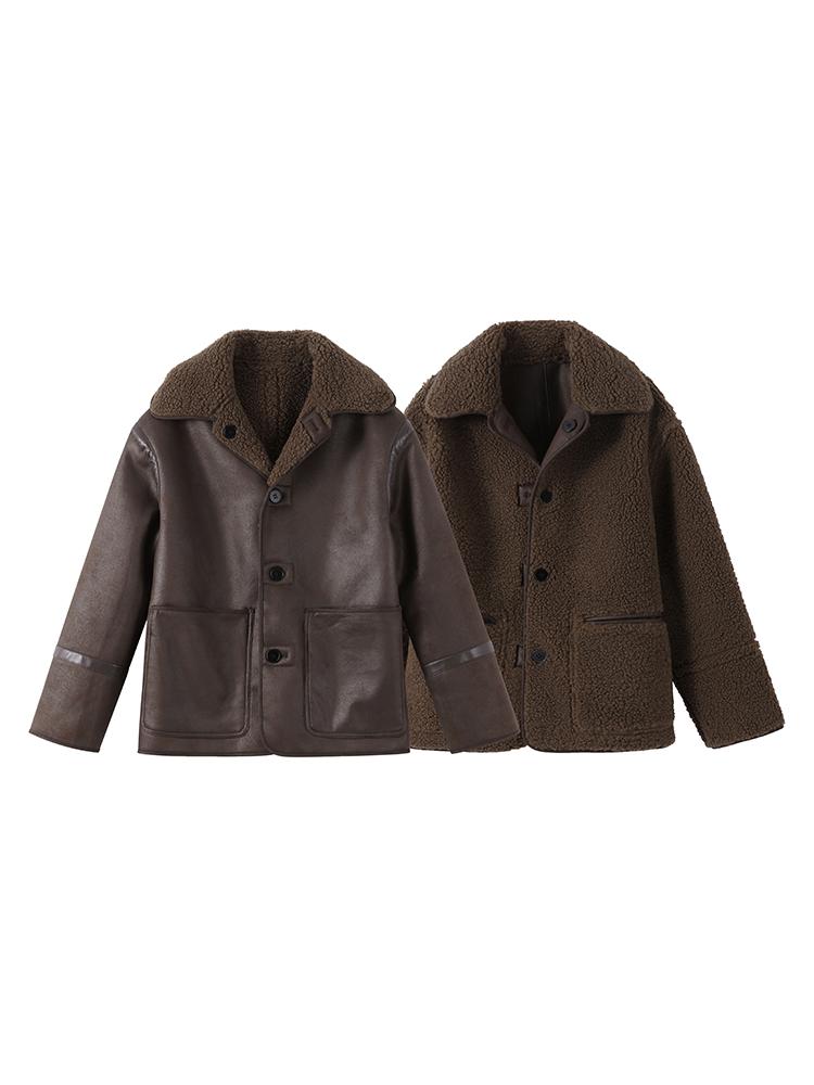 Women s Collar Button Double-sided Jacket Women s Fashionable Versatile Warm Winter Jacket 2026 New Model L коричневий
Women s Collar Button Double-sided Jacket Women s Fashionable Versatile Warm Winter Jacket 2026 New Model L коричневий