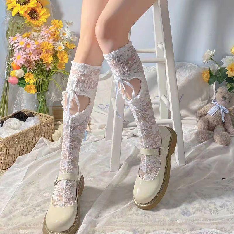 Summer Mid-Calf Calf Socks | Bowknot Black Lace JK Socks with Ripped Heart Design - Cute Thin Style for Women One Size
Summer Mid-Calf Calf Socks | Bowknot Black Lace JK Socks with Ripped Heart Design - Cute Thin Style for Women One Size
