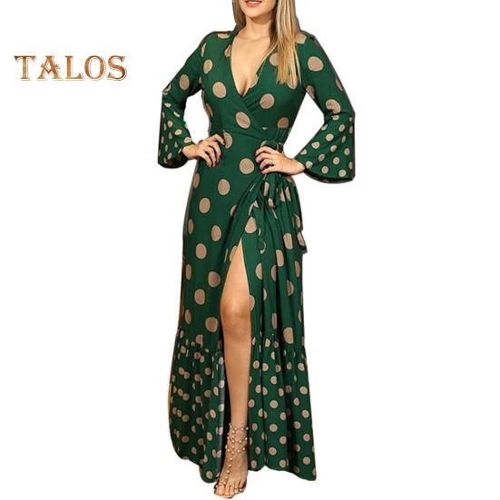 Жіноча літня сукня максі з довгим рукавом, глибоким V-подібним вирізом, точковим принтом, мереживною сукнею, розділеною вільною пляжною довгою сукнею 2XL зелений
Жіноча літня сукня максі з довгим рукавом, глибоким V-подібним вирізом, точковим принтом, мереживною сукнею, розділеною вільною пляжною довгою сукнею 2XL зелений