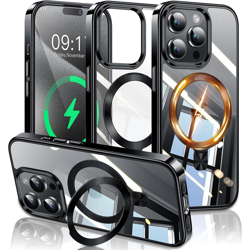 For iPhone 16 Pro Magnetic Case Electroplated TPU+PC Kickstand Clear Back Phone Cover Titanium Grey
For iPhone 16 Pro Magnetic Case Electroplated TPU+PC Kickstand Clear Back Phone Cover Titanium Grey