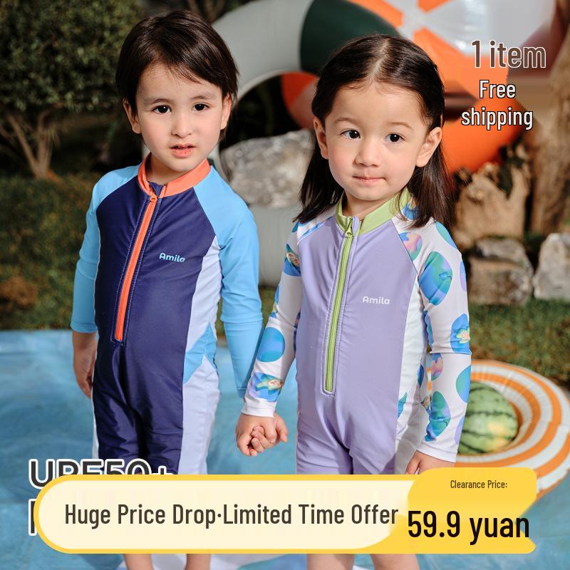 Amila UPF50+ Color Block Sun Protection Swimsuit for Kids - 2024 Summer Collection 110 cm темно-синього кольору
Amila UPF50+ Color Block Sun Protection Swimsuit for Kids - 2024 Summer Collection 110 cm темно-синього кольору