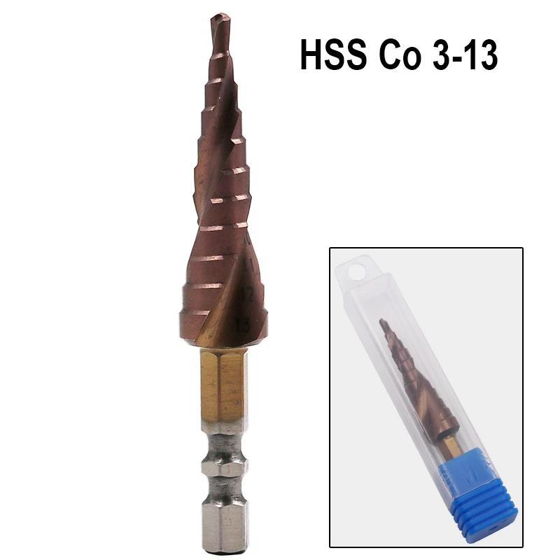 HSS-Co M35 Кобальтовое ступенчатое сверло 3-13 мм Ступенчатое сверло 1/4 дюйма с шестигранным хвостовиком Деревообрабатывающие сверла
HSS-Co M35 Кобальтовое ступенчатое сверло 3-13 мм Ступенчатое сверло 1/4 дюйма с шестигранным хвостовиком Деревообрабатывающие сверла