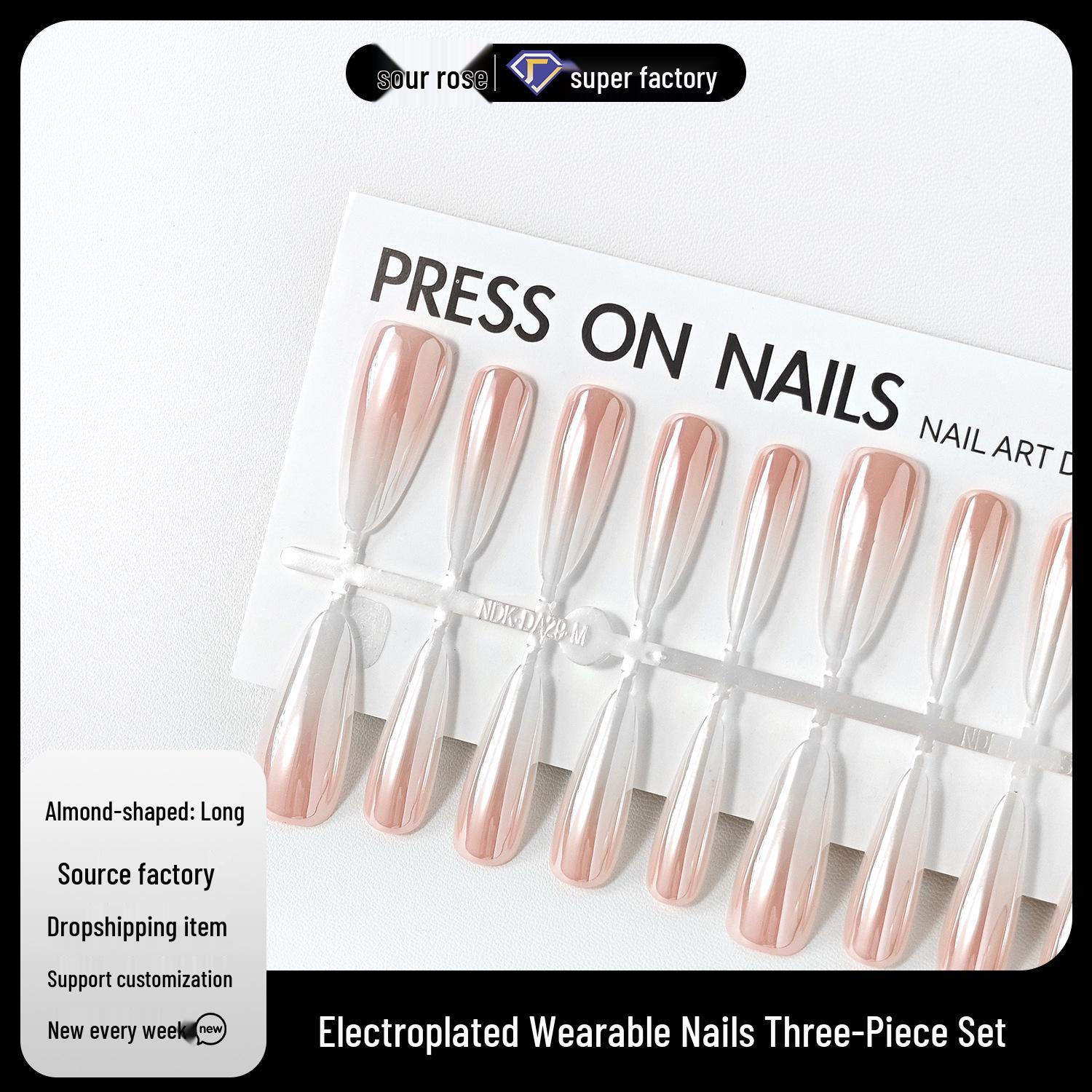 Jiaolong Electroplated Wearable Nails: 30-Piece Gradient Gentle Style Set for Spring & Summer
Jiaolong Electroplated Wearable Nails: 30-Piece Gradient Gentle Style Set for Spring & Summer