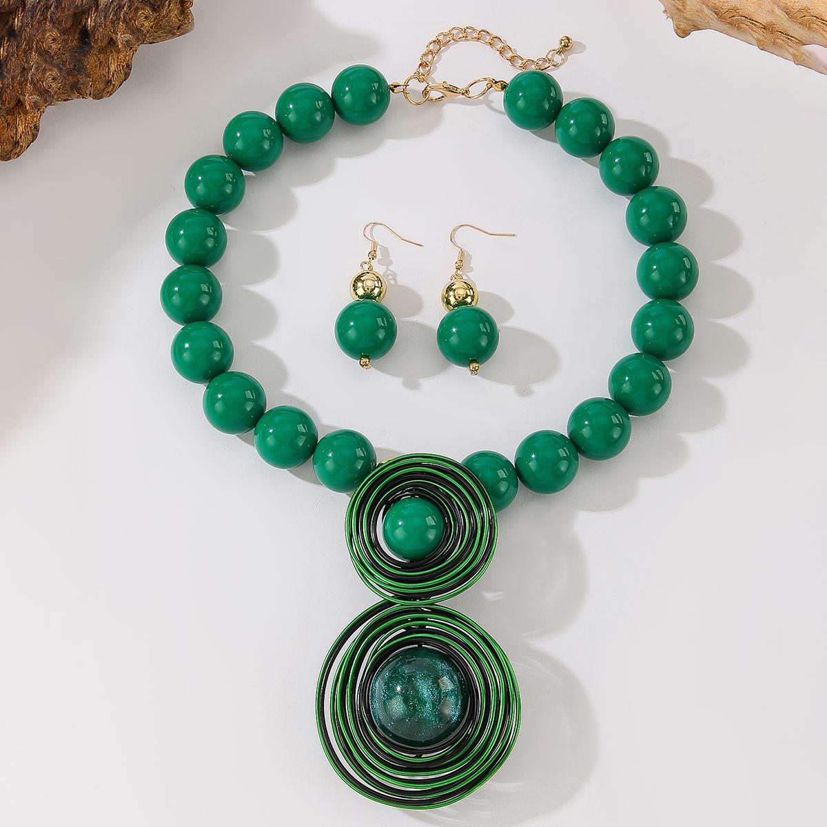 Handmade Resin Beads Aluminum Wire Woven Beaded Necklace Earring Set for Women Wedding Party Accessories зелений
Handmade Resin Beads Aluminum Wire Woven Beaded Necklace Earring Set for Women Wedding Party Accessories зелений