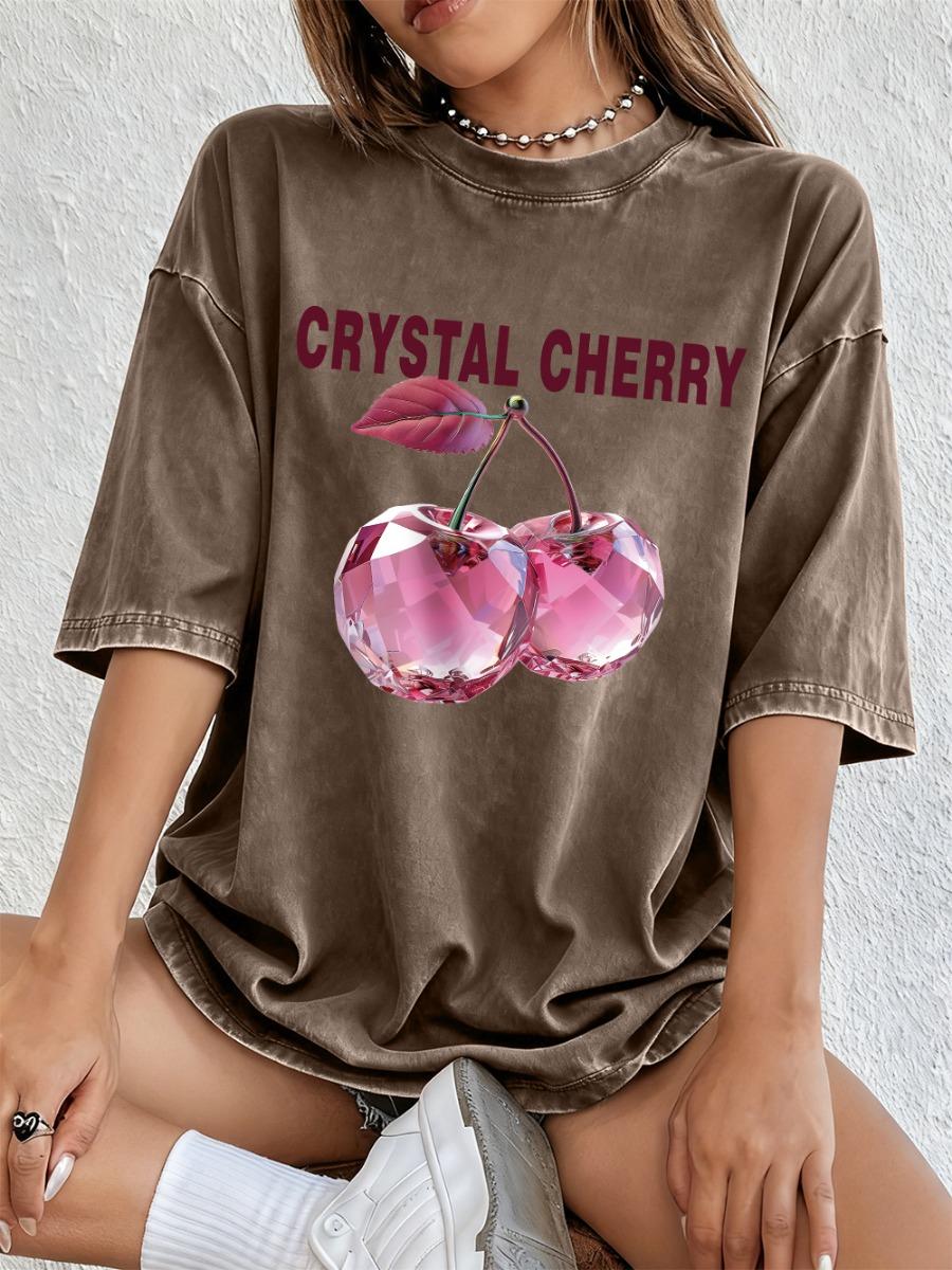 Creative Crystal Cherry Cotton Washed T-Shirts Womens Summer Casual Oversized Tops Comfortable Soft Distressed O-Neck Streetwear 2XL
Creative Crystal Cherry Cotton Washed T-Shirts Womens Summer Casual Oversized Tops Comfortable Soft Distressed O-Neck Streetwear 2XL