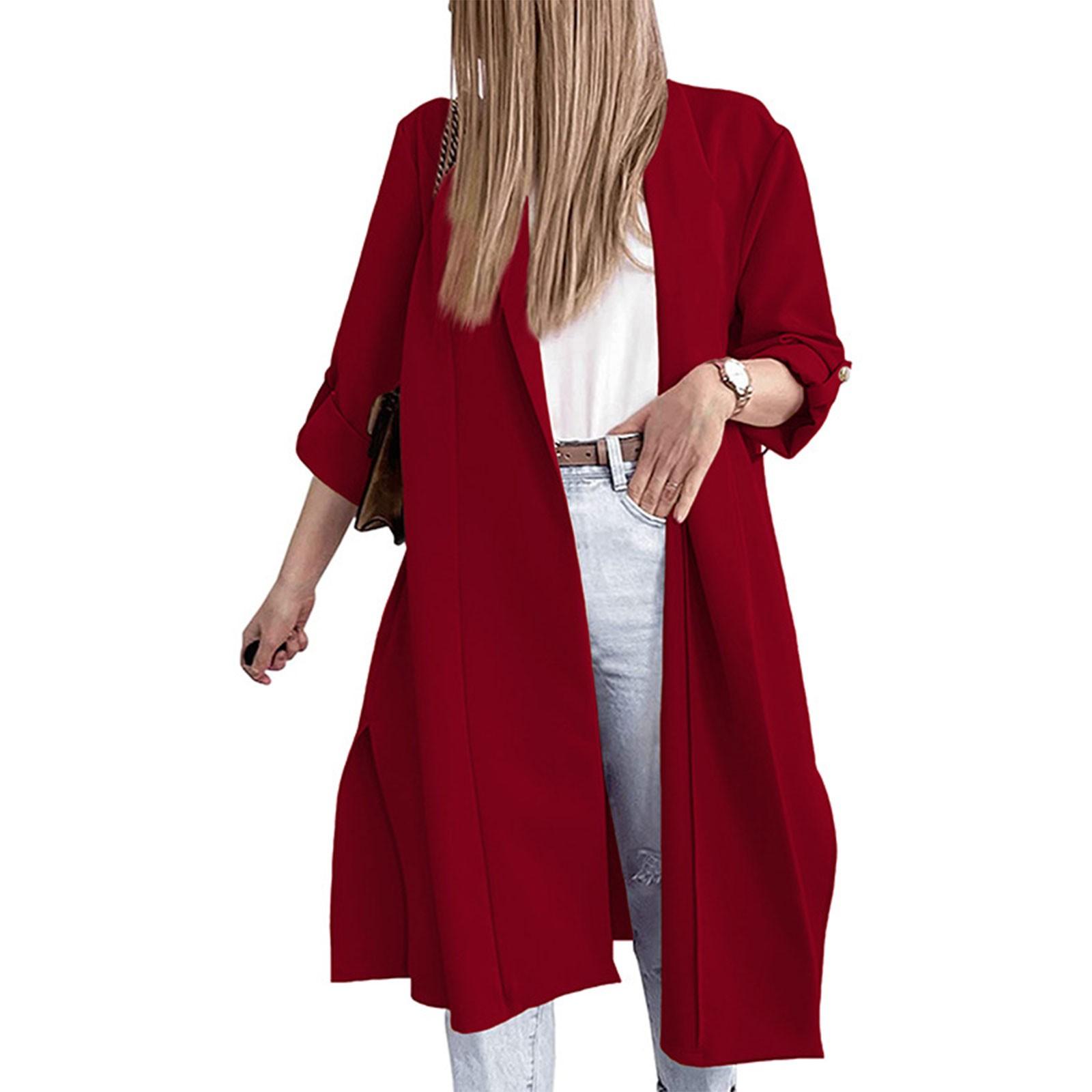 Women s Cardigan Three-quarter Sleeve Lapel Front Slit Oversized Long Coat Trench Coat XXL червоний
Women s Cardigan Three-quarter Sleeve Lapel Front Slit Oversized Long Coat Trench Coat XXL червоний