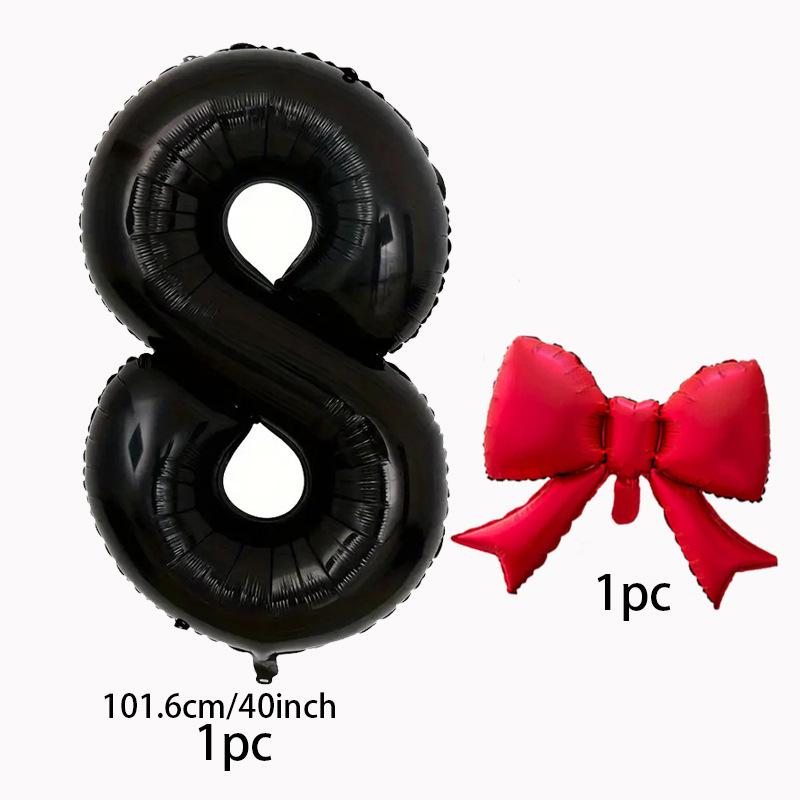 40Inch Black Digital Balloon Set With Red Bow Aluminum Foil Balloons For Birthday Party And Anniversary Decoration
40Inch Black Digital Balloon Set With Red Bow Aluminum Foil Balloons For Birthday Party And Anniversary Decoration