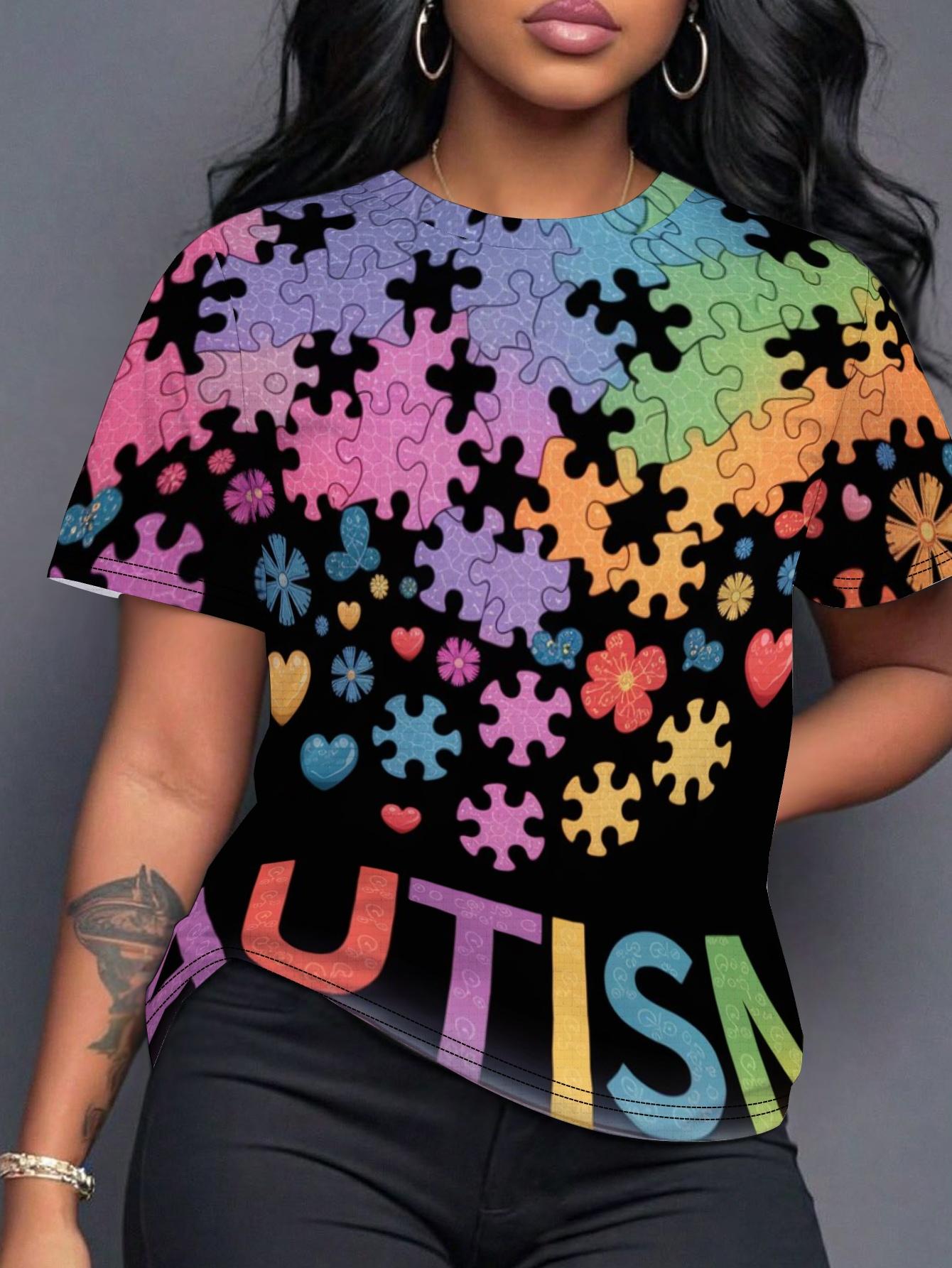 Women s Autism Awareness T-Shirt with Puzzle Piece ; Colorful Autism Symbol Print - Casual Summer Top. Machine Washable Suitable for Autism-Themed Clo 2XL дубильная кора
Women s Autism Awareness T-Shirt with Puzzle Piece ; Colorful Autism Symbol Print - Casual Summer Top. Machine Washable Suitable for Autism-Themed Clo 2XL дубильная кора