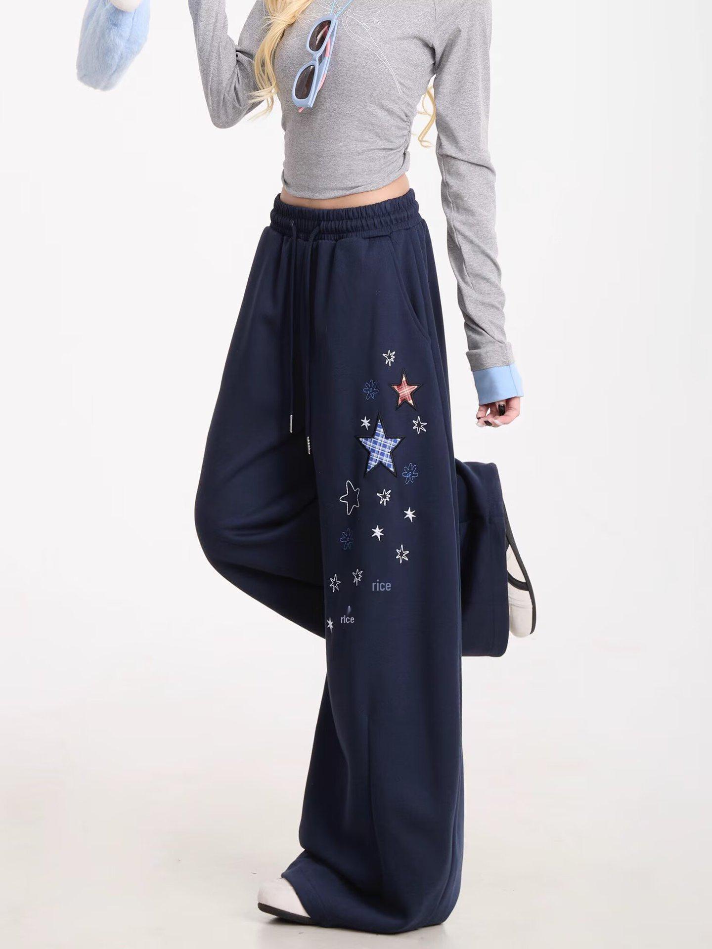Korean Retro Star Embroidery Wide-Leg Sweatpants: Women s Slimming Winter Jazz Dance Pants L глибокий/синій
Korean Retro Star Embroidery Wide-Leg Sweatpants: Women s Slimming Winter Jazz Dance Pants L глибокий/синій