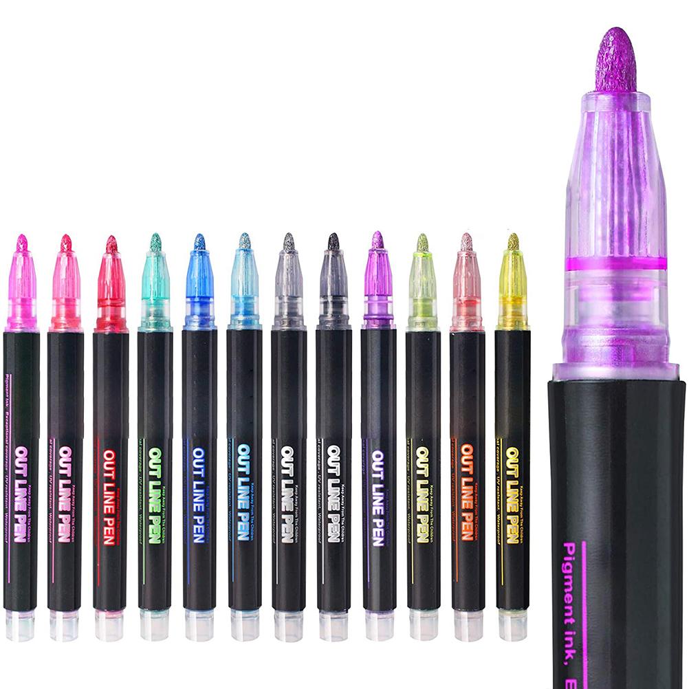 Outline Metallic Marker Pens 12 Colors Double Line Marker Pens Writing Drawing Highlighter Marker
Outline Metallic Marker Pens 12 Colors Double Line Marker Pens Writing Drawing Highlighter Marker