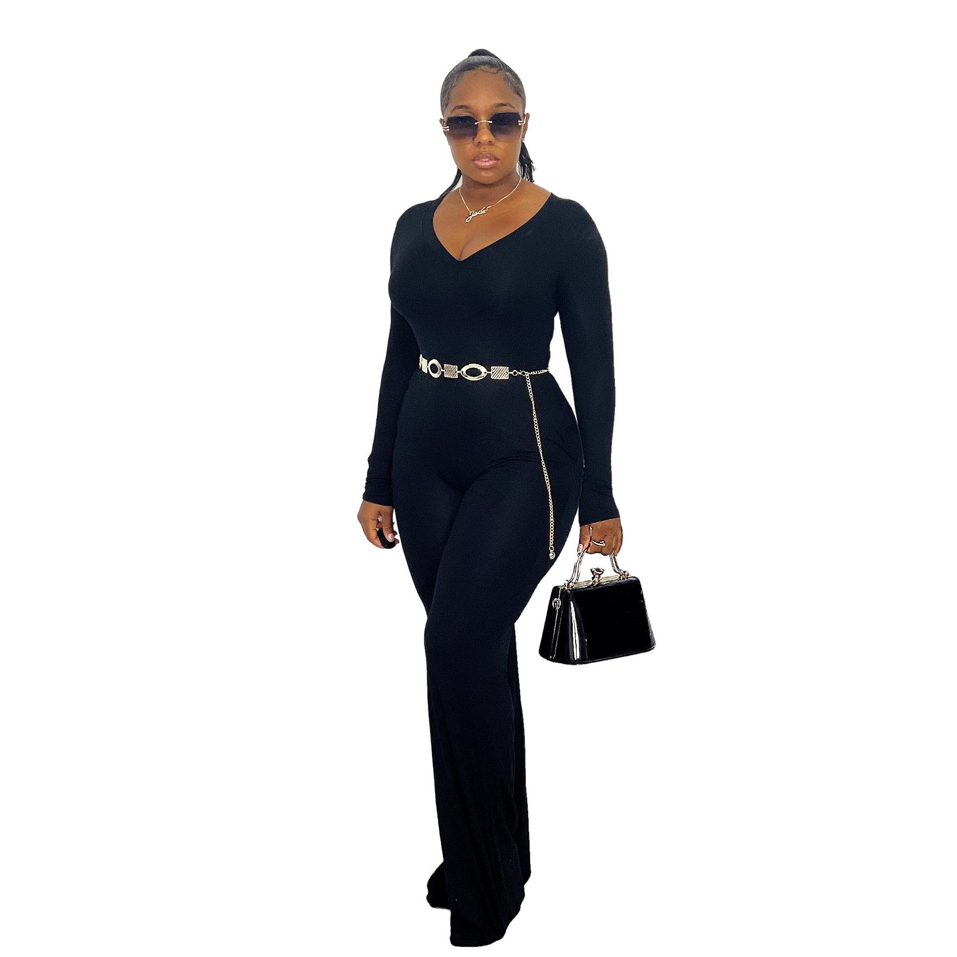 AL191 Women s European & American V-Neck Sexy Long Sleeve Bell Bottom Jumpsuit for Winter S чорний
AL191 Women s European & American V-Neck Sexy Long Sleeve Bell Bottom Jumpsuit for Winter S чорний