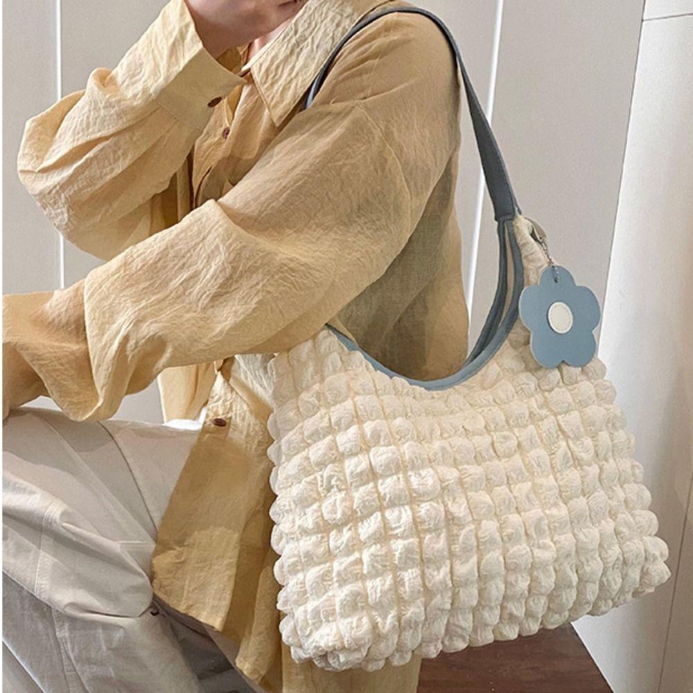 Underarm Bag Light Weight Tote Bag Plaid Fold Cloud Bag Pleated Bubble Shoulder Bag Office Worker білий/рожевий
Underarm Bag Light Weight Tote Bag Plaid Fold Cloud Bag Pleated Bubble Shoulder Bag Office Worker білий/рожевий