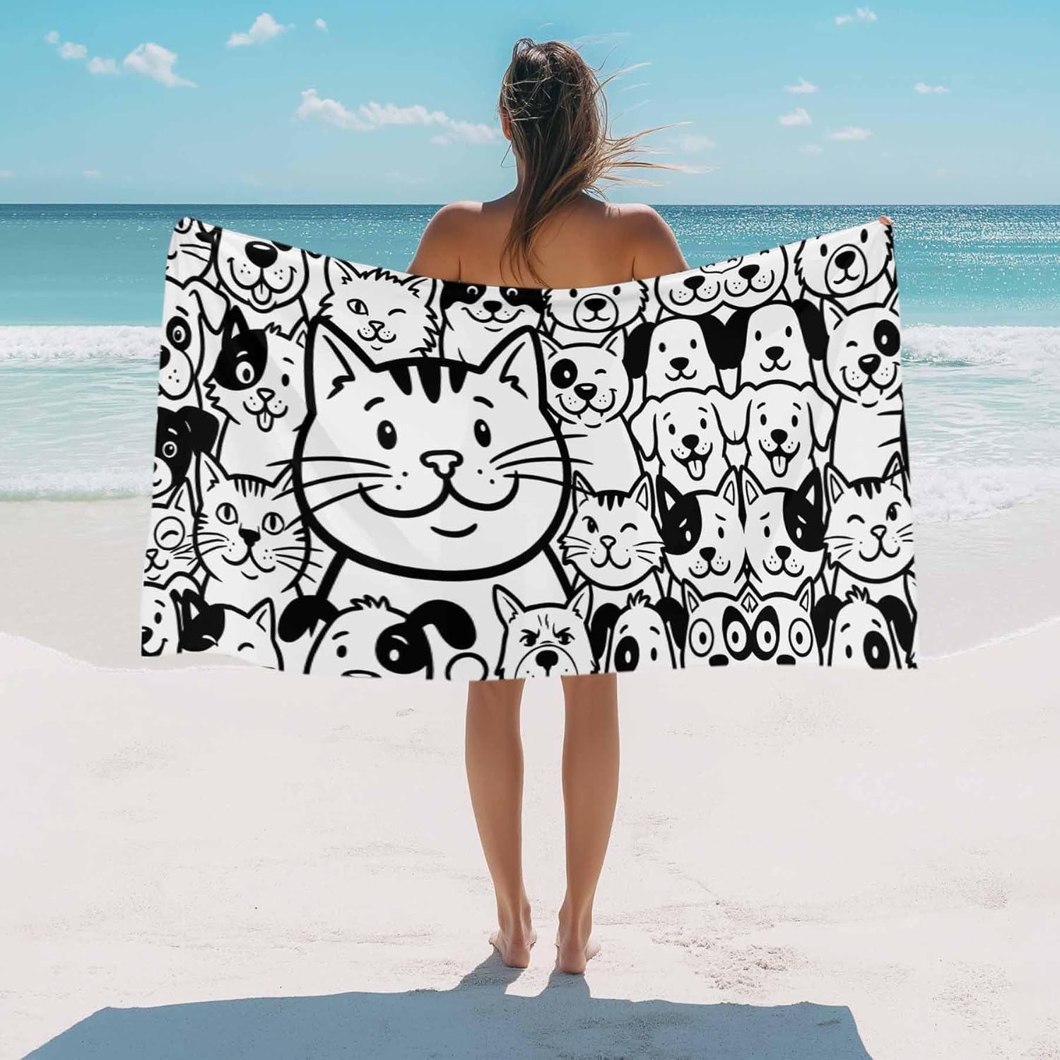 Cartoon Cat Farmhouse Dog Beach Towel, Funny Animal Oversized Quick Dry Absorbent, Sand Free Lightweight Travel Pool Mat W40*H60(CM)
Cartoon Cat Farmhouse Dog Beach Towel, Funny Animal Oversized Quick Dry Absorbent, Sand Free Lightweight Travel Pool Mat W40*H60(CM)