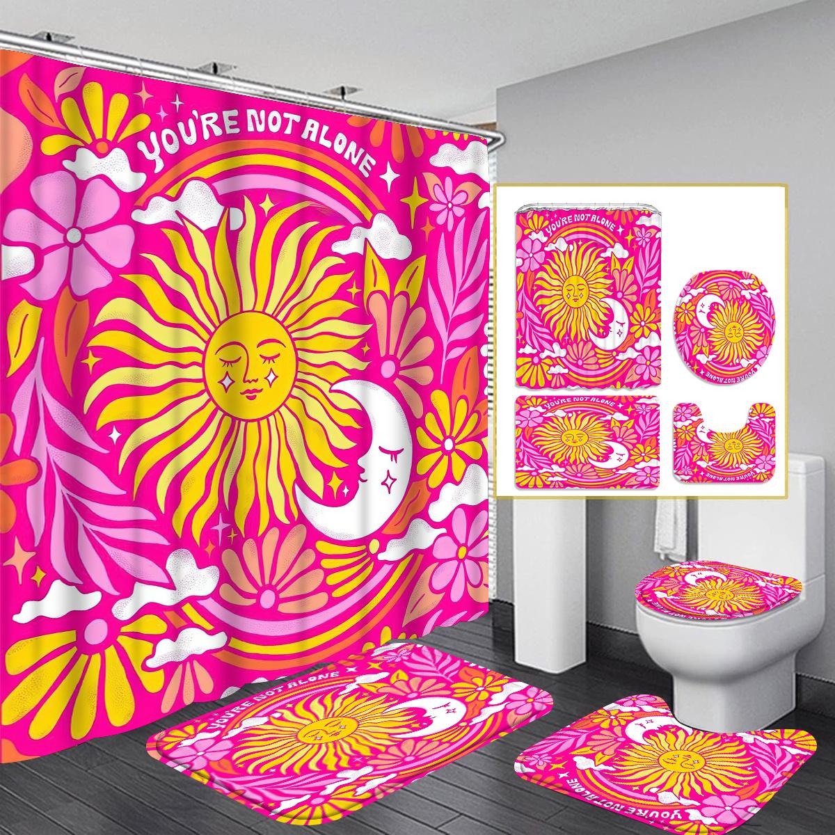 4pcs shower curtain set with 12 hooks - shower curtain, non-slip bath mat, toilet seat cover and U-shaped rug - machine 90x180cm
4pcs shower curtain set with 12 hooks - shower curtain, non-slip bath mat, toilet seat cover and U-shaped rug - machine 90x180cm