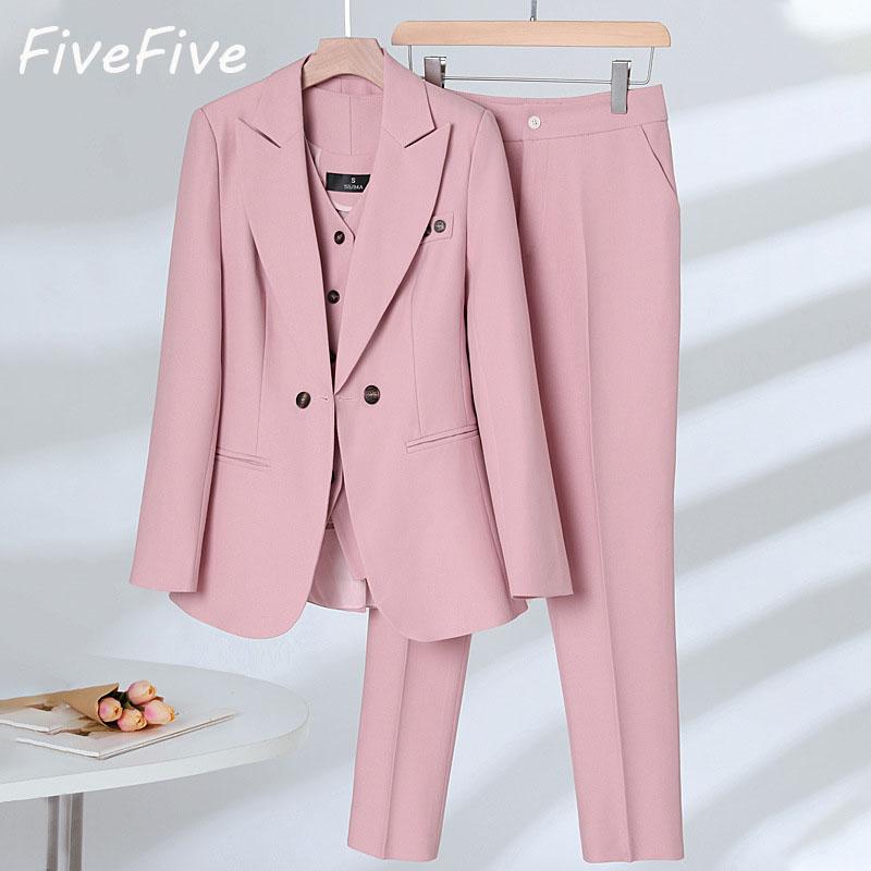 Casual Pant Suits for Women Long Sleeve Office Streetwear Three Piece Solid Double Breasted Spring Summer Pant Suits S розовый
Casual Pant Suits for Women Long Sleeve Office Streetwear Three Piece Solid Double Breasted Spring Summer Pant Suits S розовый