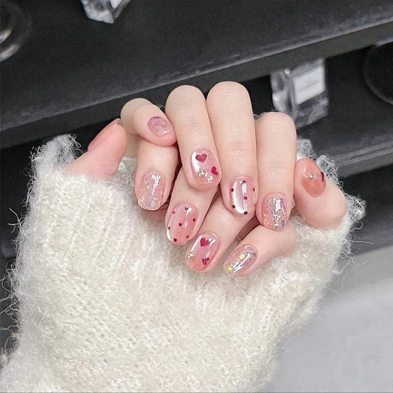 Sweetie Sparkly Polka Dot Heart Wearable Nail Patches - Short Cat Eye Manicure Style Glue Variant
Sweetie Sparkly Polka Dot Heart Wearable Nail Patches - Short Cat Eye Manicure Style Glue Variant
