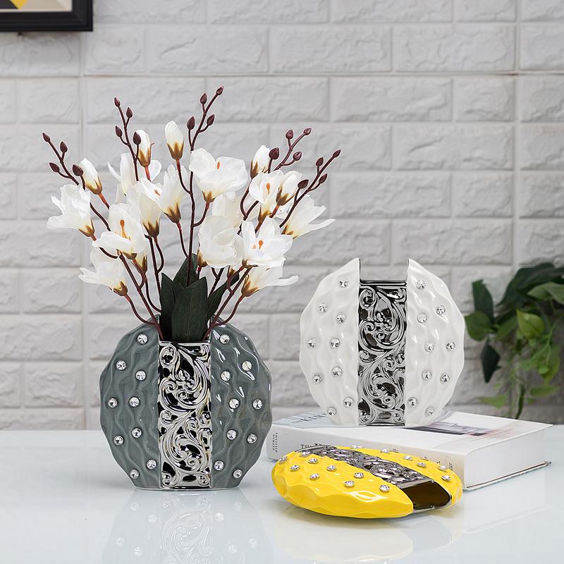 Ceramic Vase Openwork Silver Diamond Flower Arranging Accessories Flower Vase Home Decoration Accessories Yellow Vases Pots
Ceramic Vase Openwork Silver Diamond Flower Arranging Accessories Flower Vase Home Decoration Accessories Yellow Vases Pots