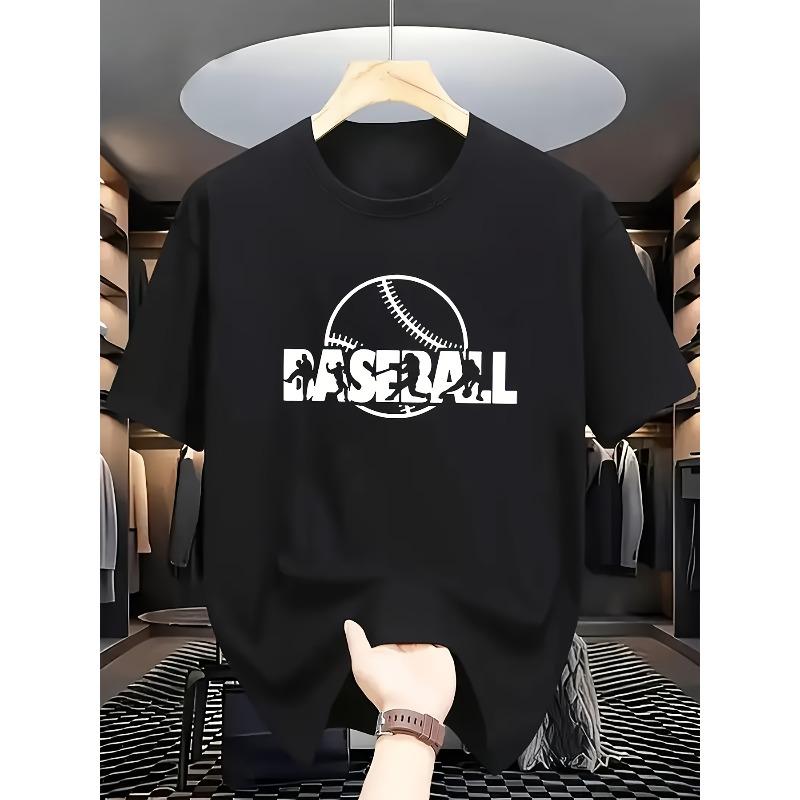 European sizes Baseball-Themed Short Sleeve T-Shirt - Round Neck Casual Summer Tee with Black Baseball Bat, BASEBALL Print & Player Silhouettes 4XL чорний
European sizes Baseball-Themed Short Sleeve T-Shirt - Round Neck Casual Summer Tee with Black Baseball Bat, BASEBALL Print & Player Silhouettes 4XL чорний