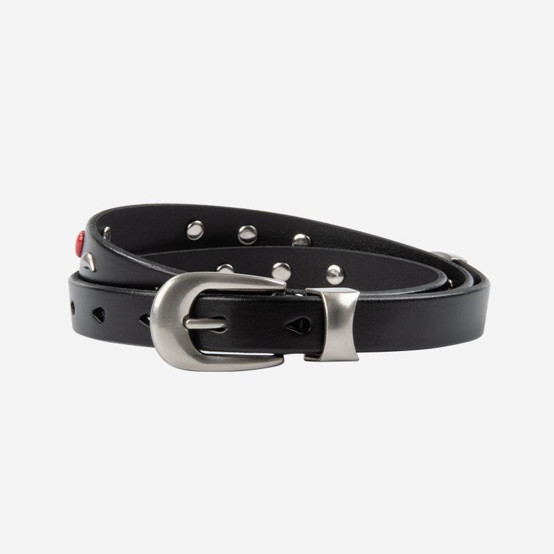 Ремешок женский тонкий из натуральной кожи с заклепками, европейский и американский стиль, из кожи первого слоя, коровья кожа, для джинсов и повседневных брюк, для девушки, панк-мода
Ремешок женский тонкий из натуральной кожи с заклепками, европейский и американский стиль, из кожи первого слоя, коровья кожа, для джинсов и повседневных брюк, для девушки, панк-мода