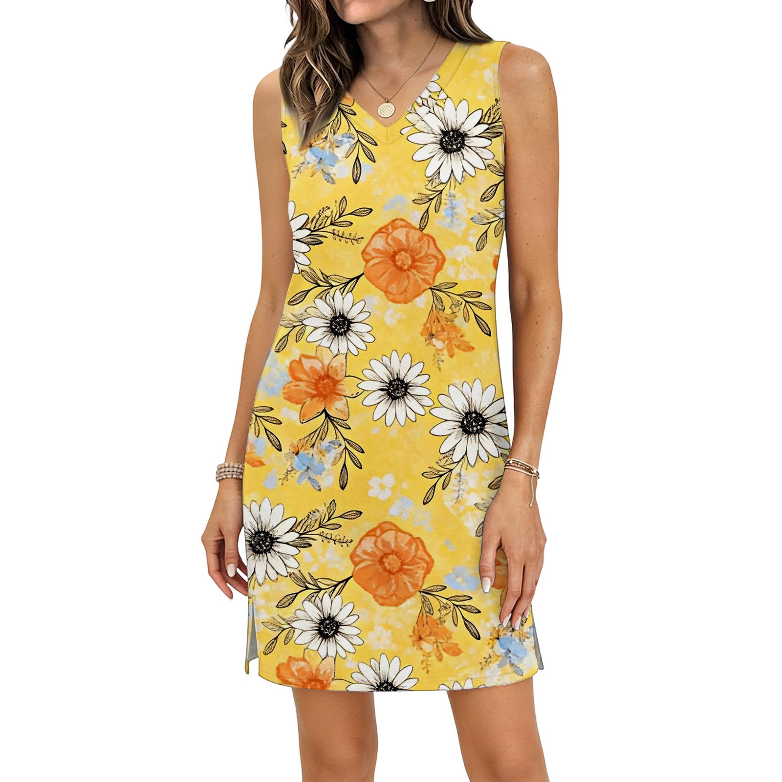 Women s Casual V-neck Sleeveless Split Hem Floral Print Dress XL
Women s Casual V-neck Sleeveless Split Hem Floral Print Dress XL