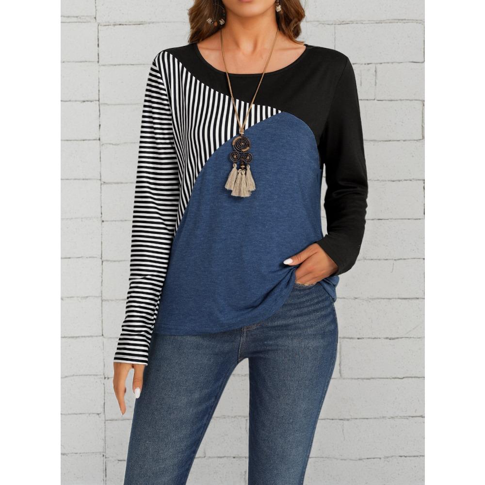 Женская осенне-зимняя футболка в полоску и с цветовыми блоками XL
Женская осенне-зимняя футболка в полоску и с цветовыми блоками XL