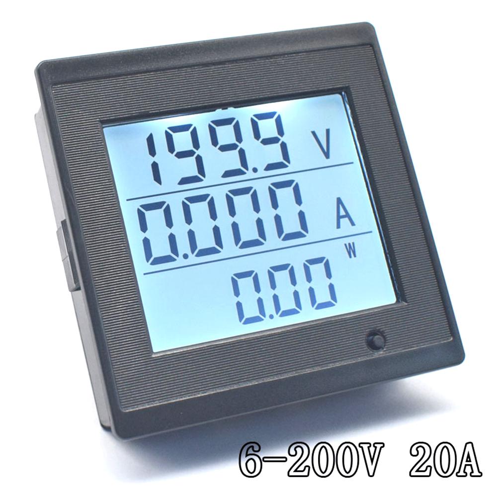 DC 6-200V 20A Voltage Current Meter LCD Digital Display Power Consumption Impedance Multi-Function Meter Tester Tools With Alarm
DC 6-200V 20A Voltage Current Meter LCD Digital Display Power Consumption Impedance Multi-Function Meter Tester Tools With Alarm