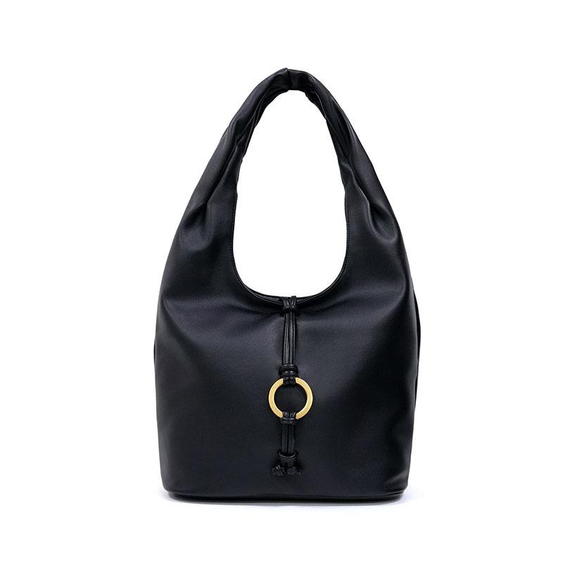 Новая кожаная сумка под мышкой женская большая вместительная сумка-тоут сумка на плечо модная мягкая коровья кожа сумка для поездок 35*30*10cm чёрный