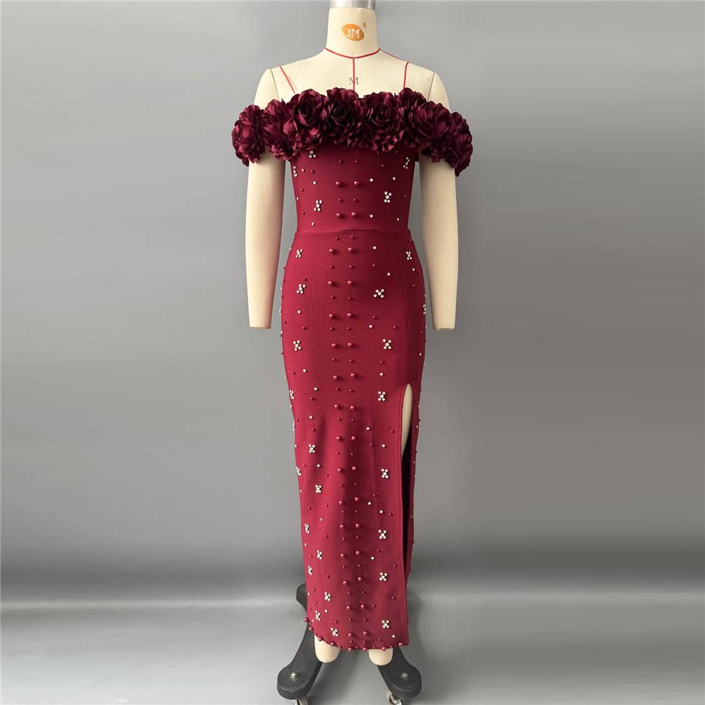 European & American One-Shoulder Beaded Rhinestone Applique Bandage Evening Dress Small вина червоного кольору
European & American One-Shoulder Beaded Rhinestone Applique Bandage Evening Dress Small вина червоного кольору
