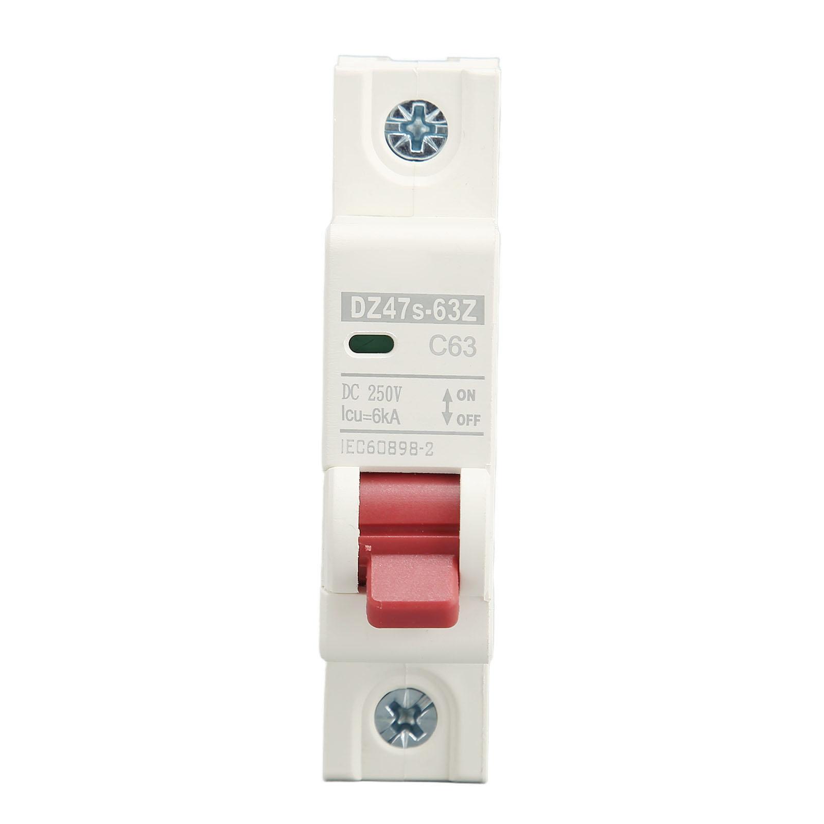 DC Miniature Circuit Breaker 1P 63A DIN Rail Mount DC250V 6000A Breaking Capacity DZ47s 63Z C63 for
DC Miniature Circuit Breaker 1P 63A DIN Rail Mount DC250V 6000A Breaking Capacity DZ47s 63Z C63 for