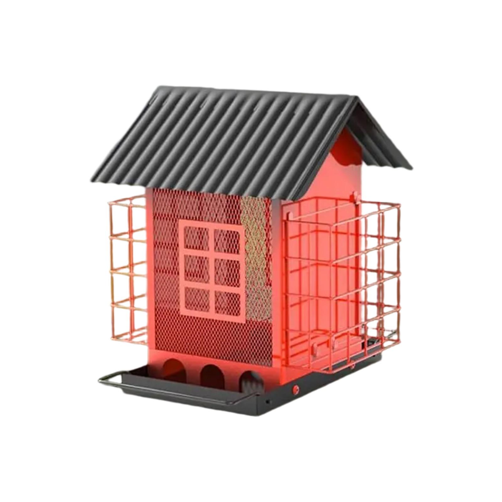 Подвесная многослойная металлическая кормушка для птиц, уличная антибеличья железная полая кормушка One Size красный