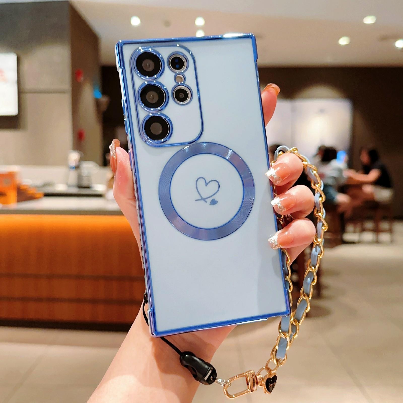 For Samsung Galaxy S24 Ultra Case Compatible with MagSafe Electroplated Love Hearts TPU Phone Cover with Chain Strap Ivory White
For Samsung Galaxy S24 Ultra Case Compatible with MagSafe Electroplated Love Hearts TPU Phone Cover with Chain Strap Ivory White