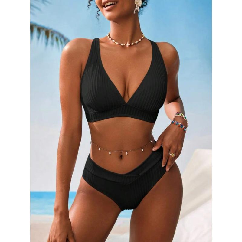 Сексуальный купальник-бикини с высокой талией 2025, женский купальник из двух частей с V-образным вырезом, рубчатый, пуш-ап, летний купальный костюм, праздничный купальник, бикини XL чёрный
Сексуальный купальник-бикини с высокой талией 2025, женский купальник из двух частей с V-образным вырезом, рубчатый, пуш-ап, летний купальный костюм, праздничный купальник, бикини XL чёрный