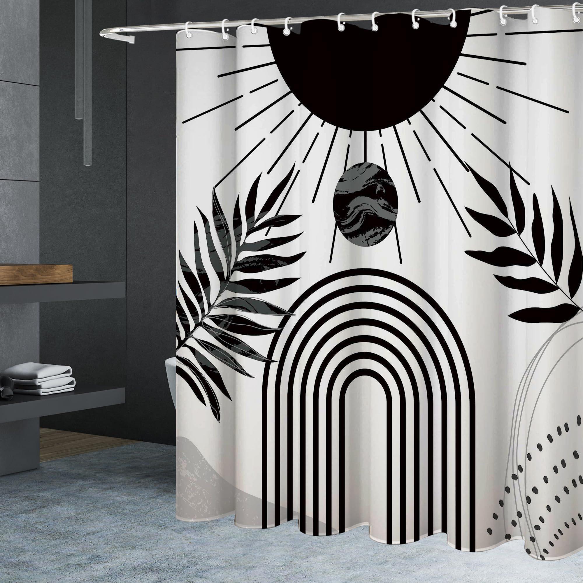 1Pc Modern Black & White Sun Arch Shower Curtain, Digital Print, Polyester, Artistic Leaf & Wave Design, Stylish Bath Decor W60H190(CM)-1 Pcs
1Pc Modern Black & White Sun Arch Shower Curtain, Digital Print, Polyester, Artistic Leaf & Wave Design, Stylish Bath Decor W60H190(CM)-1 Pcs