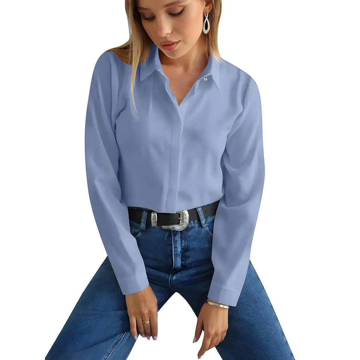 Весенне-осенняя женская рубашка со скрытыми пуговицами и ромбовидными пуговицами, офисная рубашка с длинным рукавом 2XL небесно-голубой
Весенне-осенняя женская рубашка со скрытыми пуговицами и ромбовидными пуговицами, офисная рубашка с длинным рукавом 2XL небесно-голубой