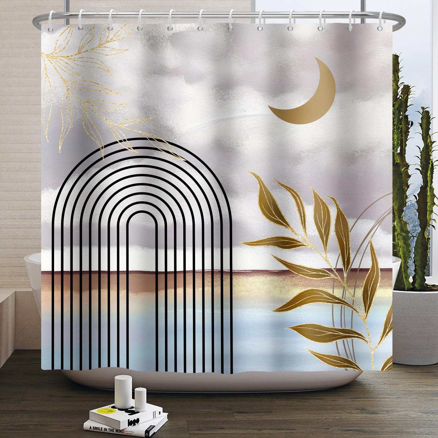 Nordic Style Shower Curtain Geometric Pattern Morandi Block Plant Leaves Home Bathroom Decoration Hanging Bath Curtain 12 Hooks W60H190(CM)-1 Pcs
Nordic Style Shower Curtain Geometric Pattern Morandi Block Plant Leaves Home Bathroom Decoration Hanging Bath Curtain 12 Hooks W60H190(CM)-1 Pcs