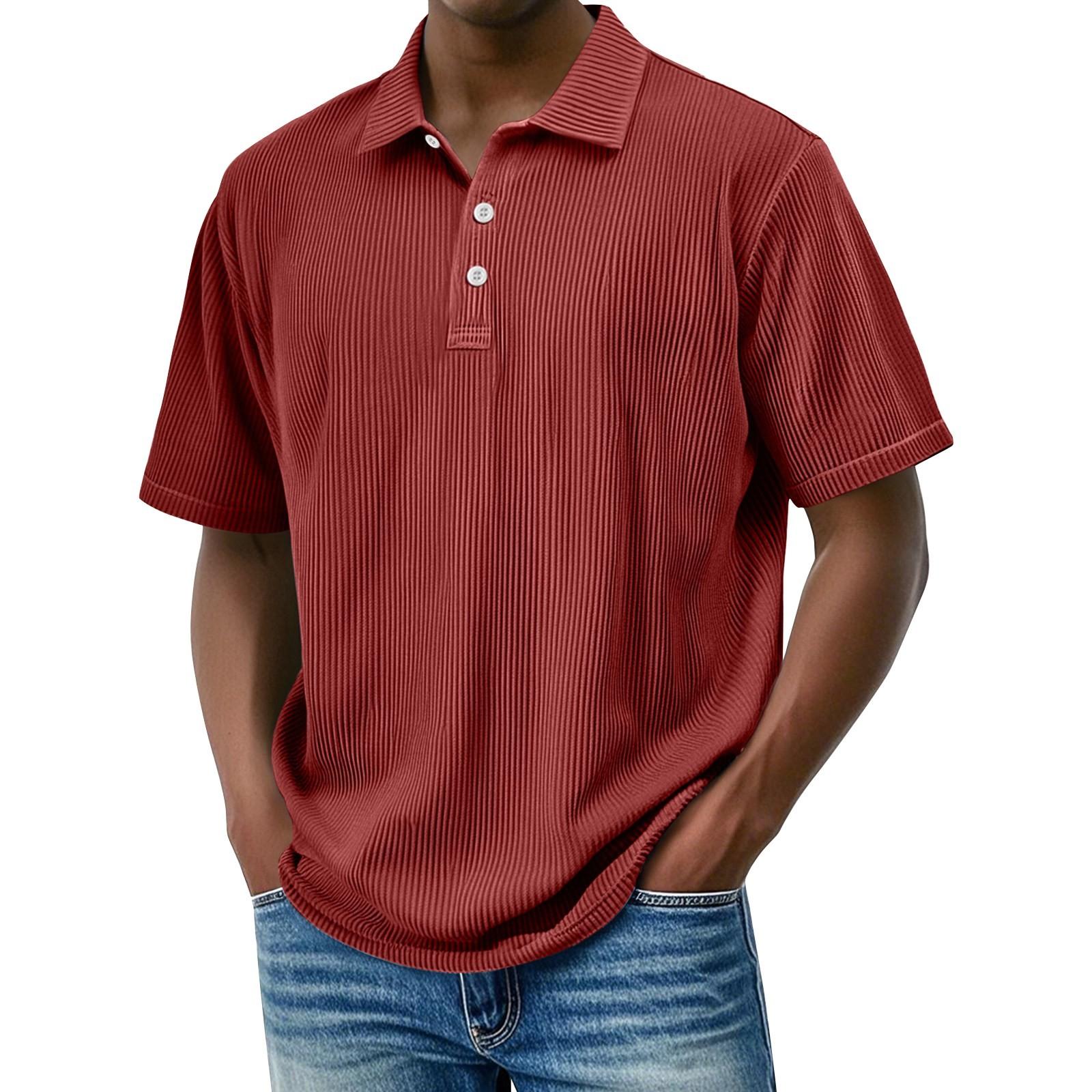 Чоловіча літня однотонна текстурована сорочка з смугастим візерунком, на ґудзиках, з вільним кроєм та короткими рукавами XL червоний
Чоловіча літня однотонна текстурована сорочка з смугастим візерунком, на ґудзиках, з вільним кроєм та короткими рукавами XL червоний