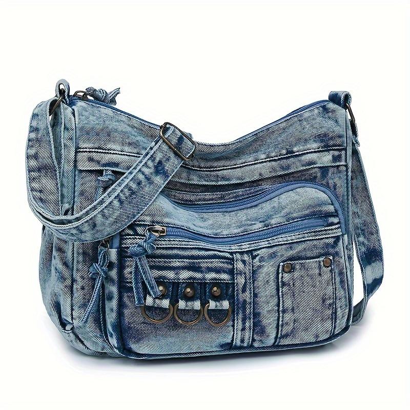 Vintage Washed Denim Shoulder Bag for Women, Soft Fabric Casual Women Bag with Zipper Closure, Cowgirl Solid Color Crossbody Bag синій
Vintage Washed Denim Shoulder Bag for Women, Soft Fabric Casual Women Bag with Zipper Closure, Cowgirl Solid Color Crossbody Bag синій