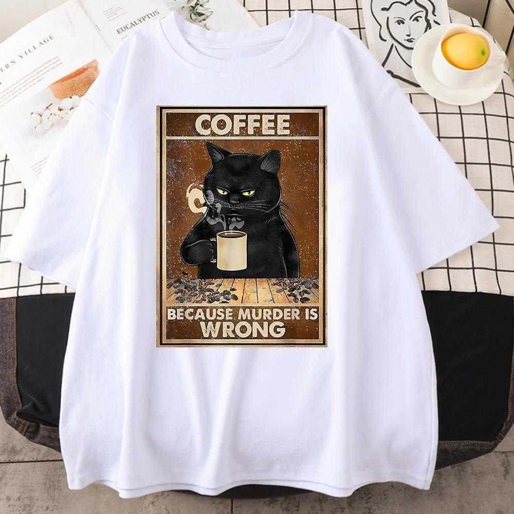 Coffee Because Murder Is Wrong Black Cat Drinks Coffee Funny TShirt Oversized Hip Hop T Shirt Cotton Tops Short Sleeves Clothes S
Coffee Because Murder Is Wrong Black Cat Drinks Coffee Funny TShirt Oversized Hip Hop T Shirt Cotton Tops Short Sleeves Clothes S