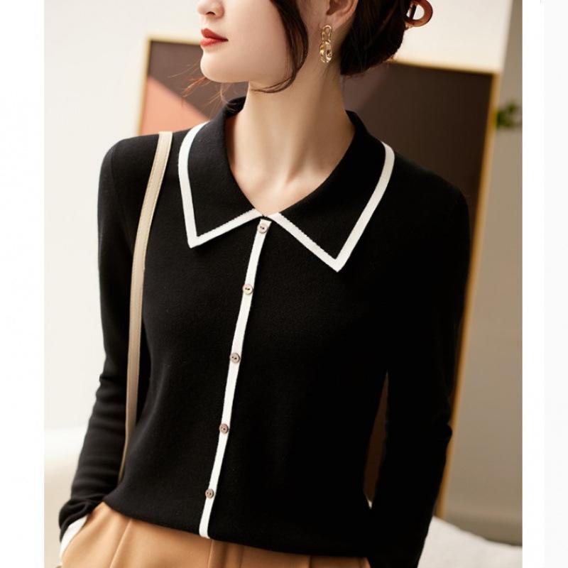 Вязаный свитер с воротником-поло, контрастный цвет, базовый топ, женские пуловеры и свитера с длинными рукавами one size чёрный
Вязаный свитер с воротником-поло, контрастный цвет, базовый топ, женские пуловеры и свитера с длинными рукавами one size чёрный