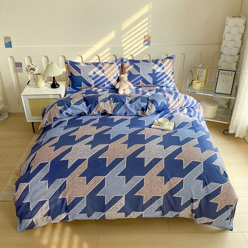Синий полосатый клетчатый комплект пододеяльников современный геометрический пододеяльник с наволочками комплект постельного белья 3 шт для детей декор комнаты для мальчиков 150x200cm Single 3pc