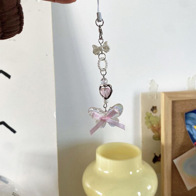 1 шт. корейский прозрачный шнурок для телефона в виде бабочки для девочек Y2K, цепочка для телефона в виде сердца для девочек, милый, милый, подвеска для мобильного телефона