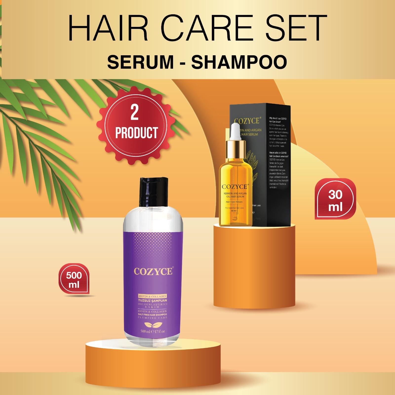 Biotin & Collagen Salt-Free Shampoo 500 ml + Keratin and Argan Hair Care Serum 30 ML & Cozyce
Biotin & Collagen Salt-Free Shampoo 500 ml + Keratin and Argan Hair Care Serum 30 ML & Cozyce