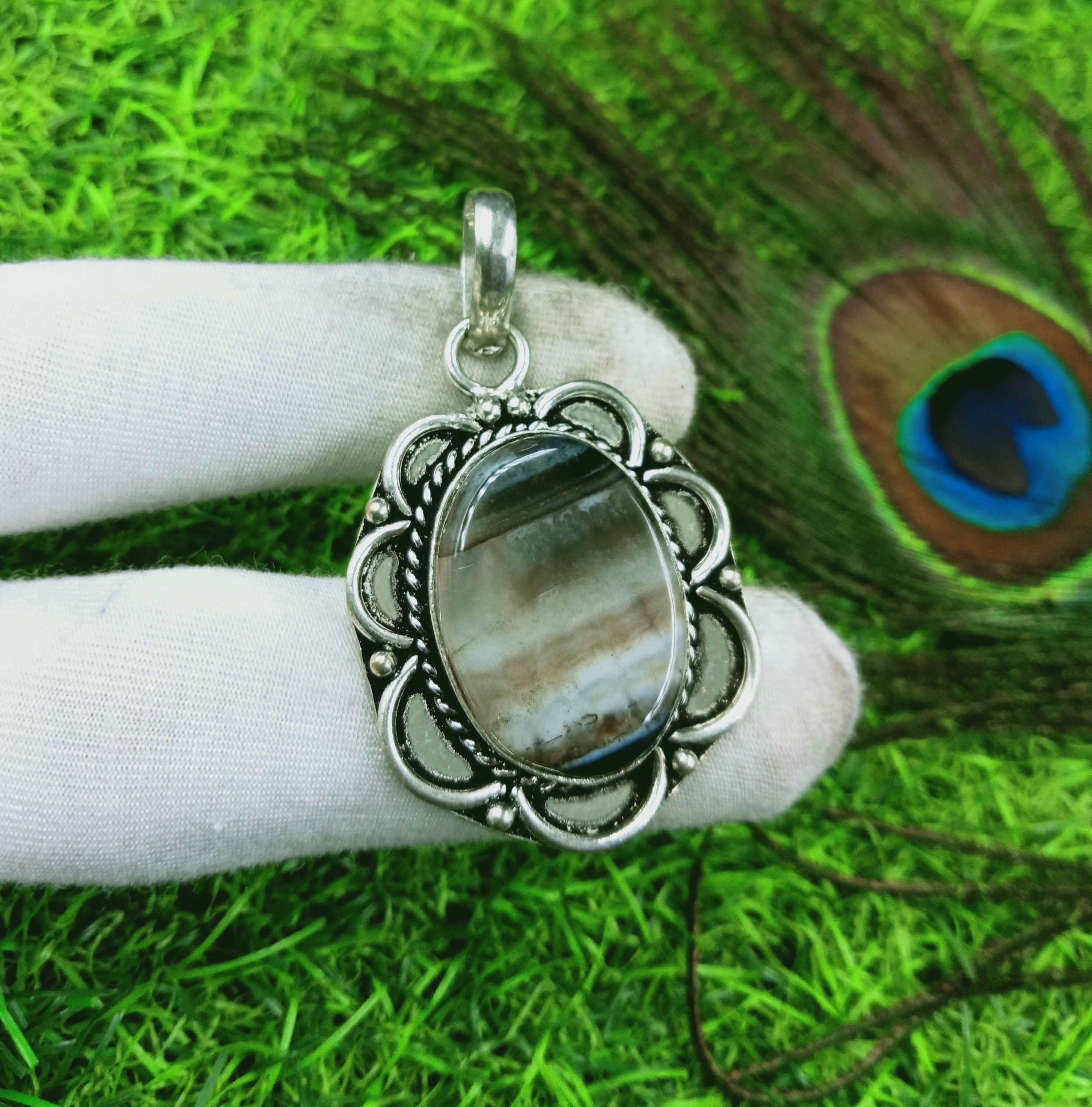 Кулон с агатовым камнем 925 пробы с серебряным покрытием DEP-198 
Кулон с агатовым камнем 925 пробы с серебряным покрытием DEP-198